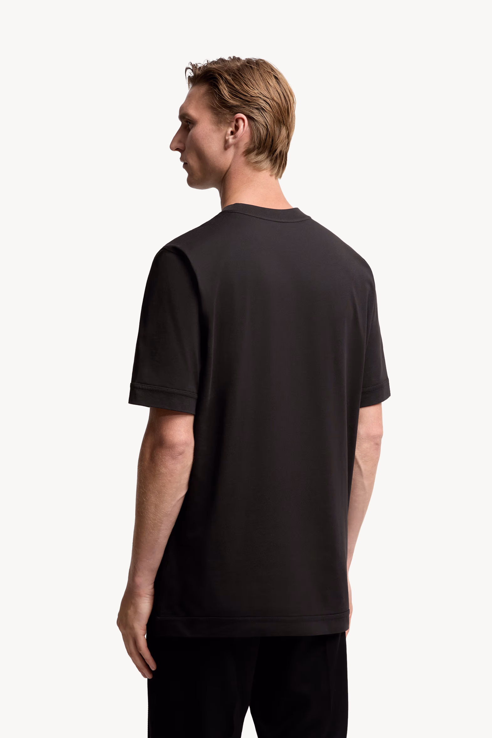 Camiseta de algodón con parche con logotipo Hombre Negro Moncler 5